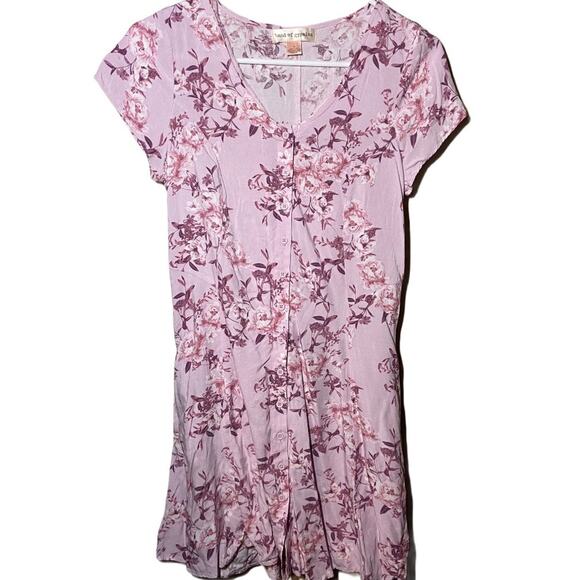 Band of Gypsies button front mauve floral tropical print dress Medium - Picture 1 of 4